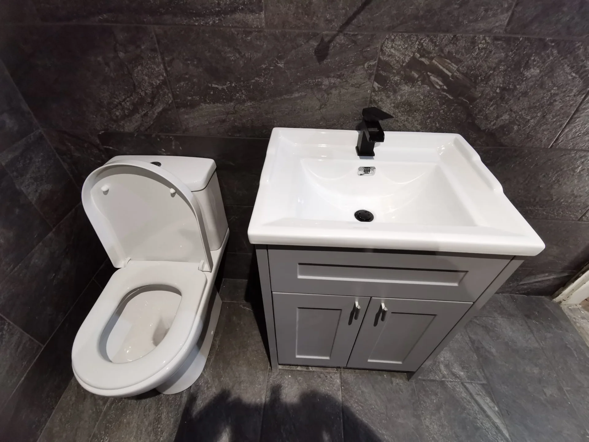 Bathroom wall tiling and vanity detail