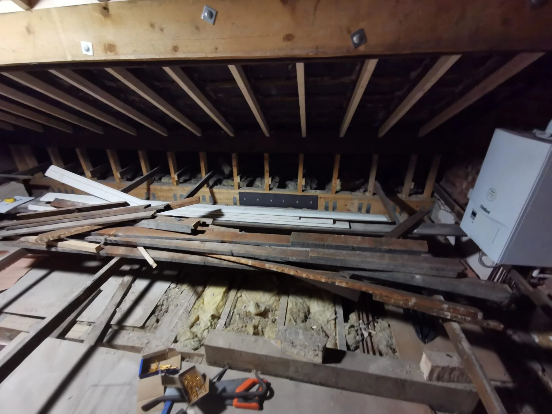 Roof structure during loft conversion work